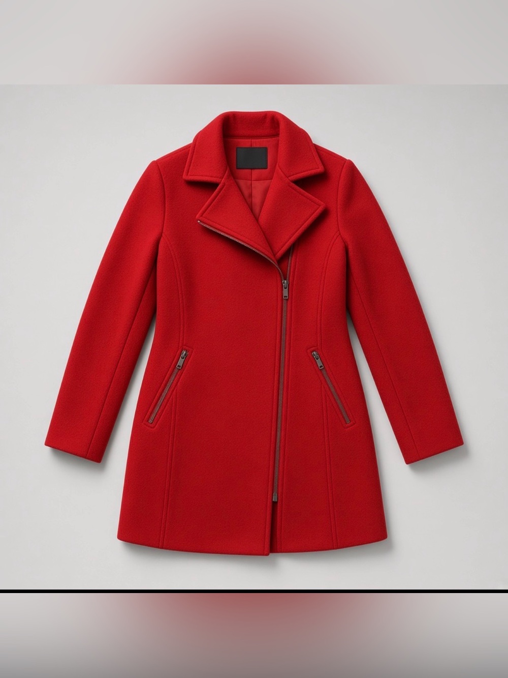 Women's Old Navy Red Asymmetric Zip Pea Coat